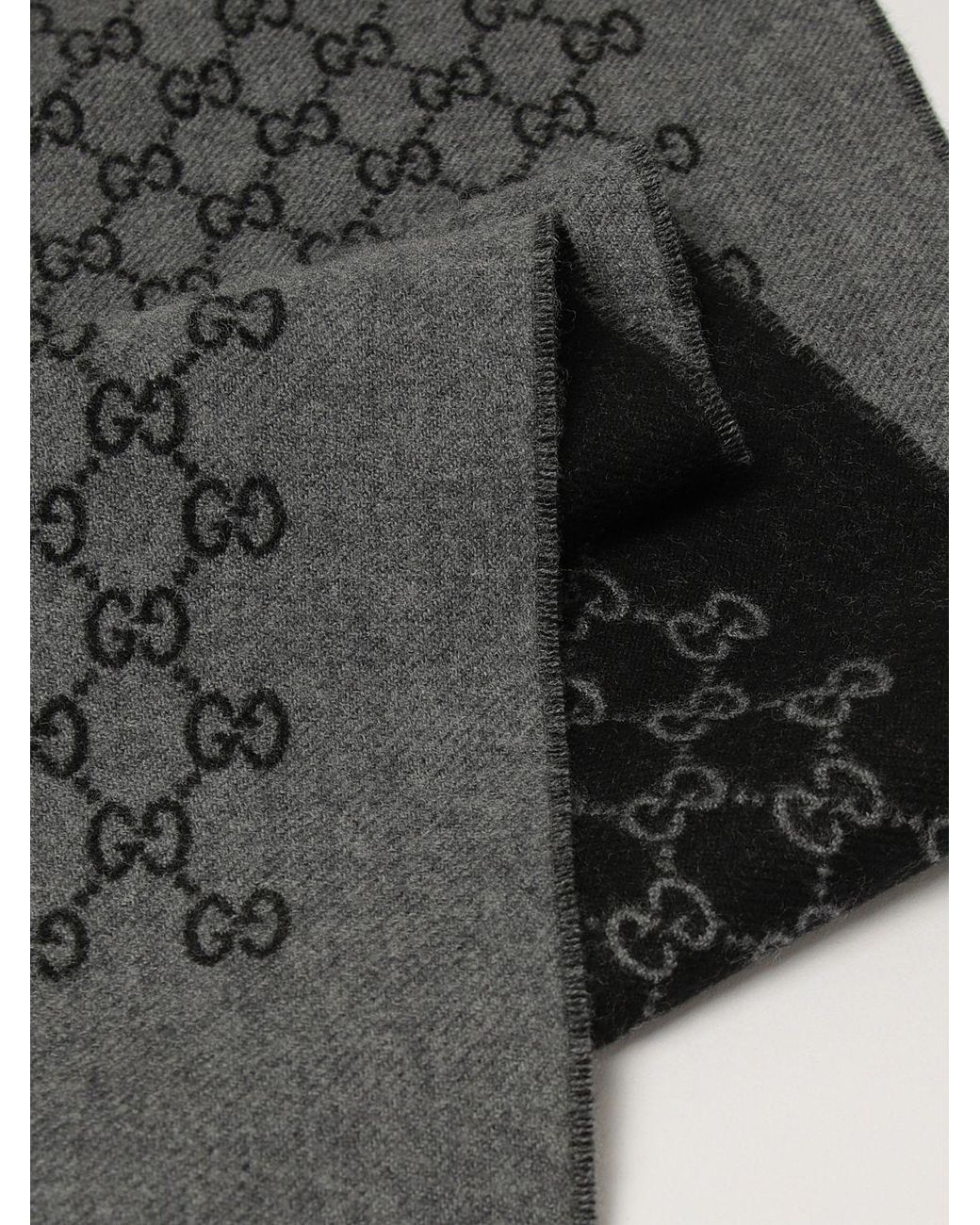 Gucci Gray All-Over Logo Pure Wool Scarf for men