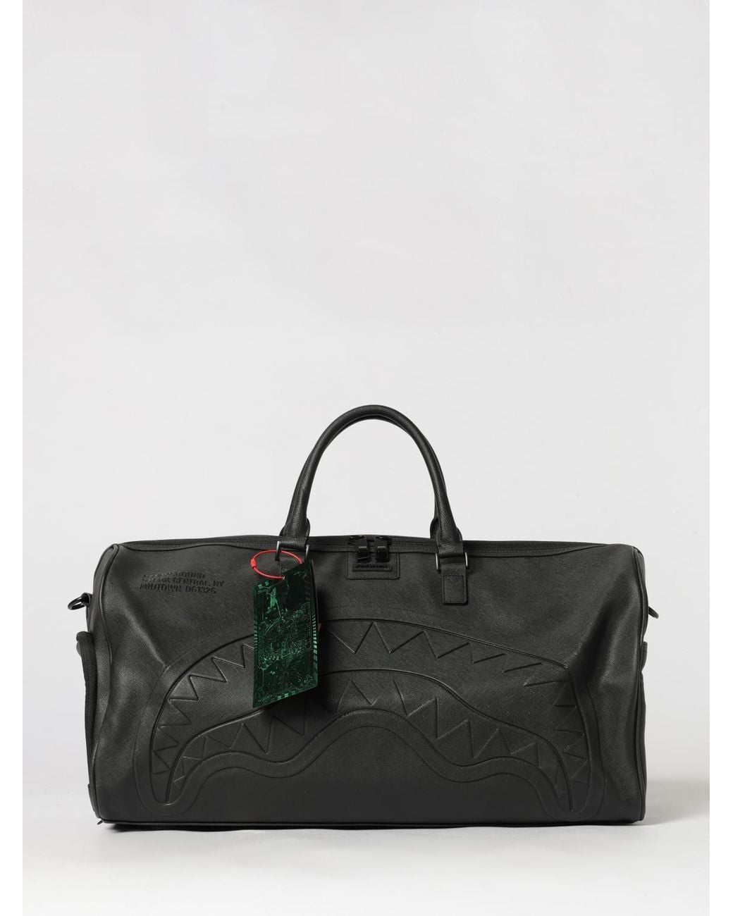 Sprayground Blacked Out Coated Cotton Travel Duffle Bag With Shoulder Strap for men