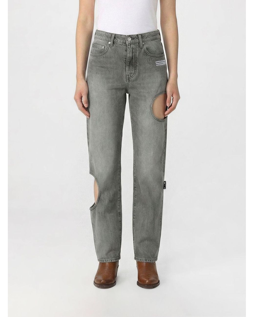 Jeans Hole Baggy De Denim Cut-Out Off-White c/o Virgil Abloh de color Gray