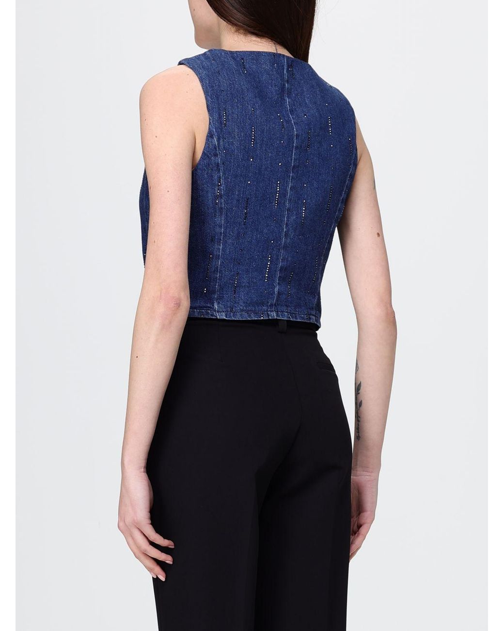 Liu Jo Blue Crop Single-Breasted Vest