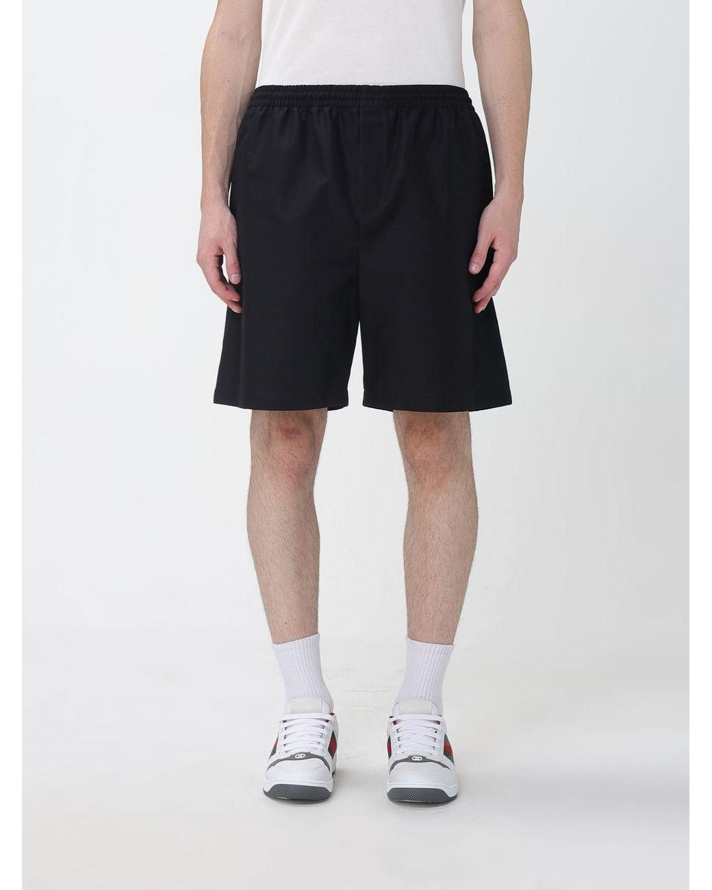Gucci Black Knee-Length Cotton Sport Shorts With Elasticated Waist for men