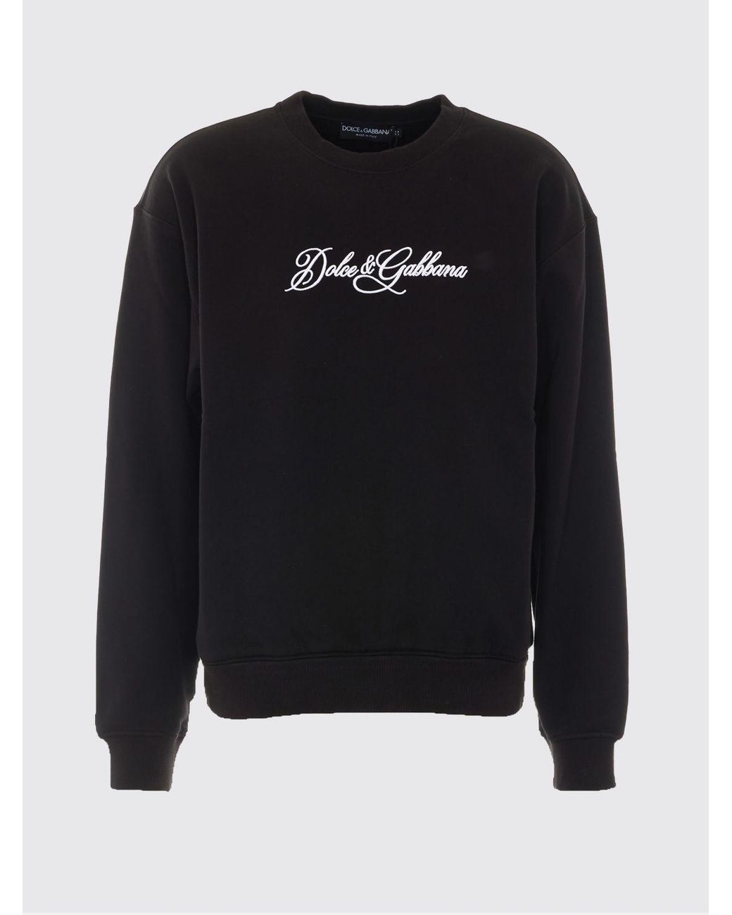 Dolce & Gabbana Blue Dolce &Amp Gabbana Crewneck Cotton Sweatshirt With Contrast Chest Logo for men