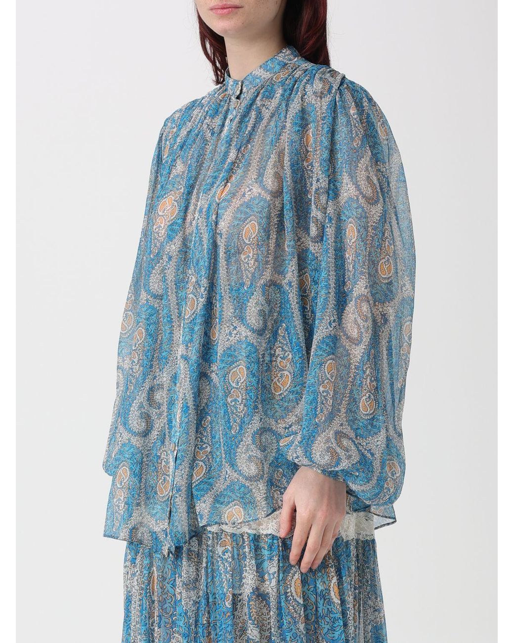 Etro Blue Silk Shirt With Paisley Print