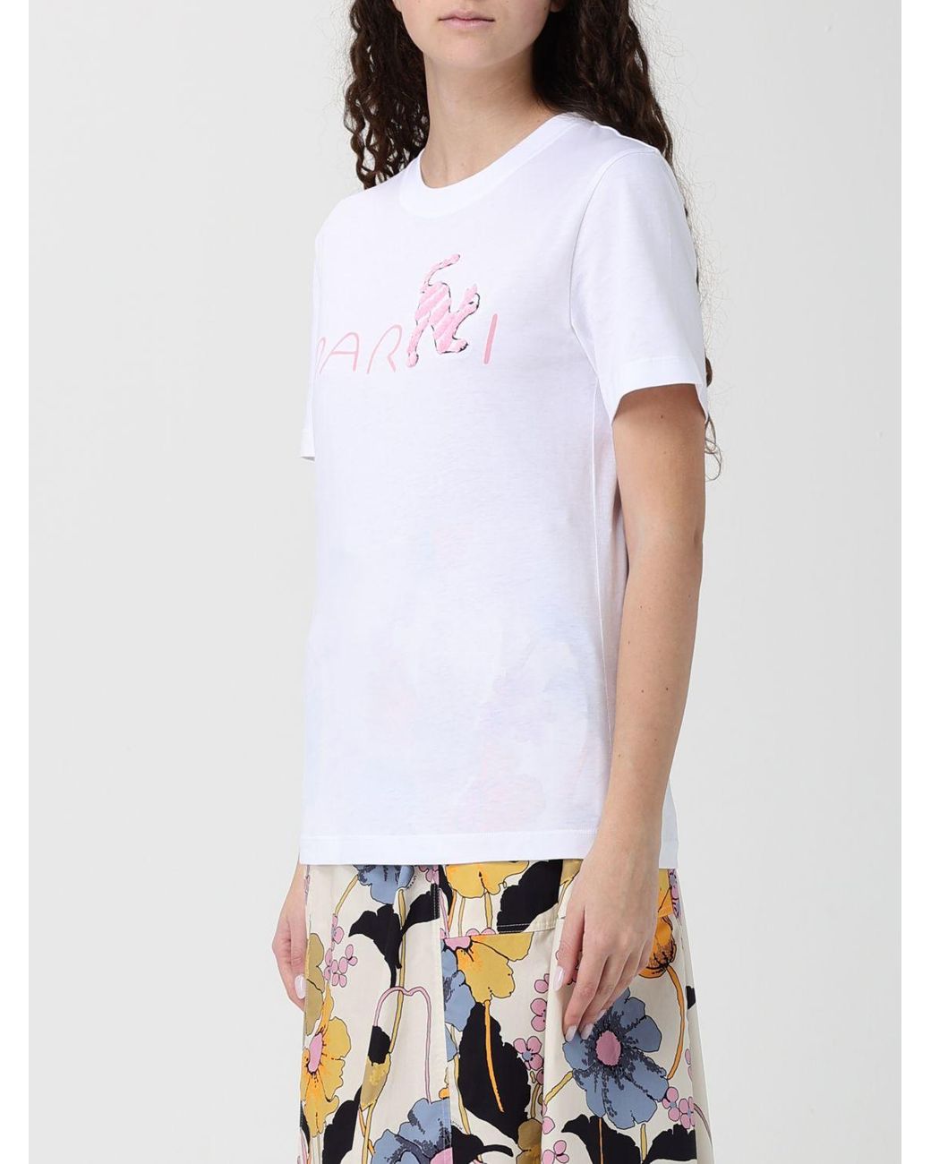 Marni White Cotton T-Shirts With Logo