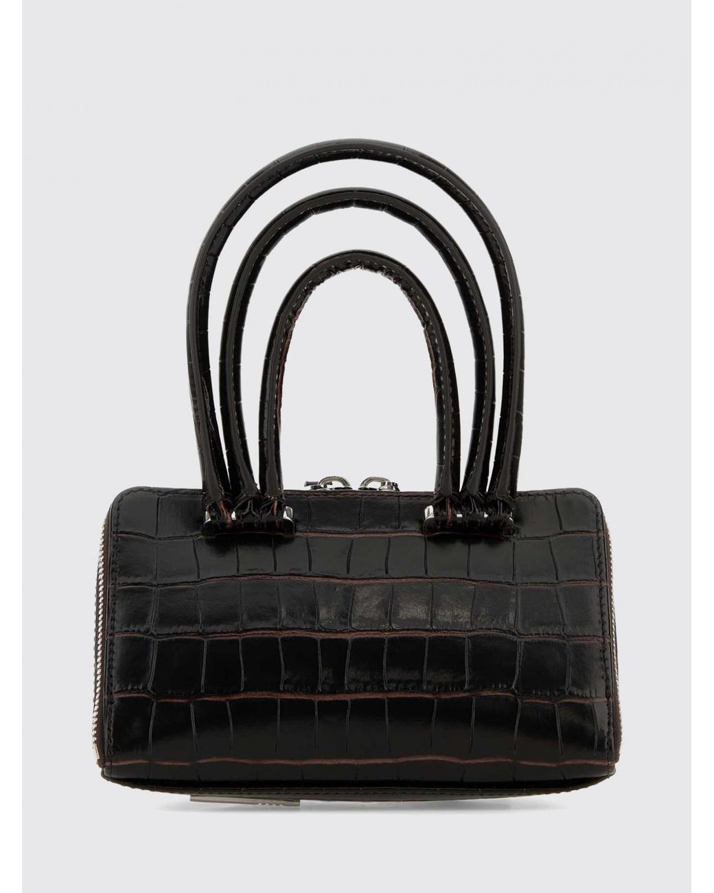 The Attico Black Mini Friday Crocodile Print Leather Bag