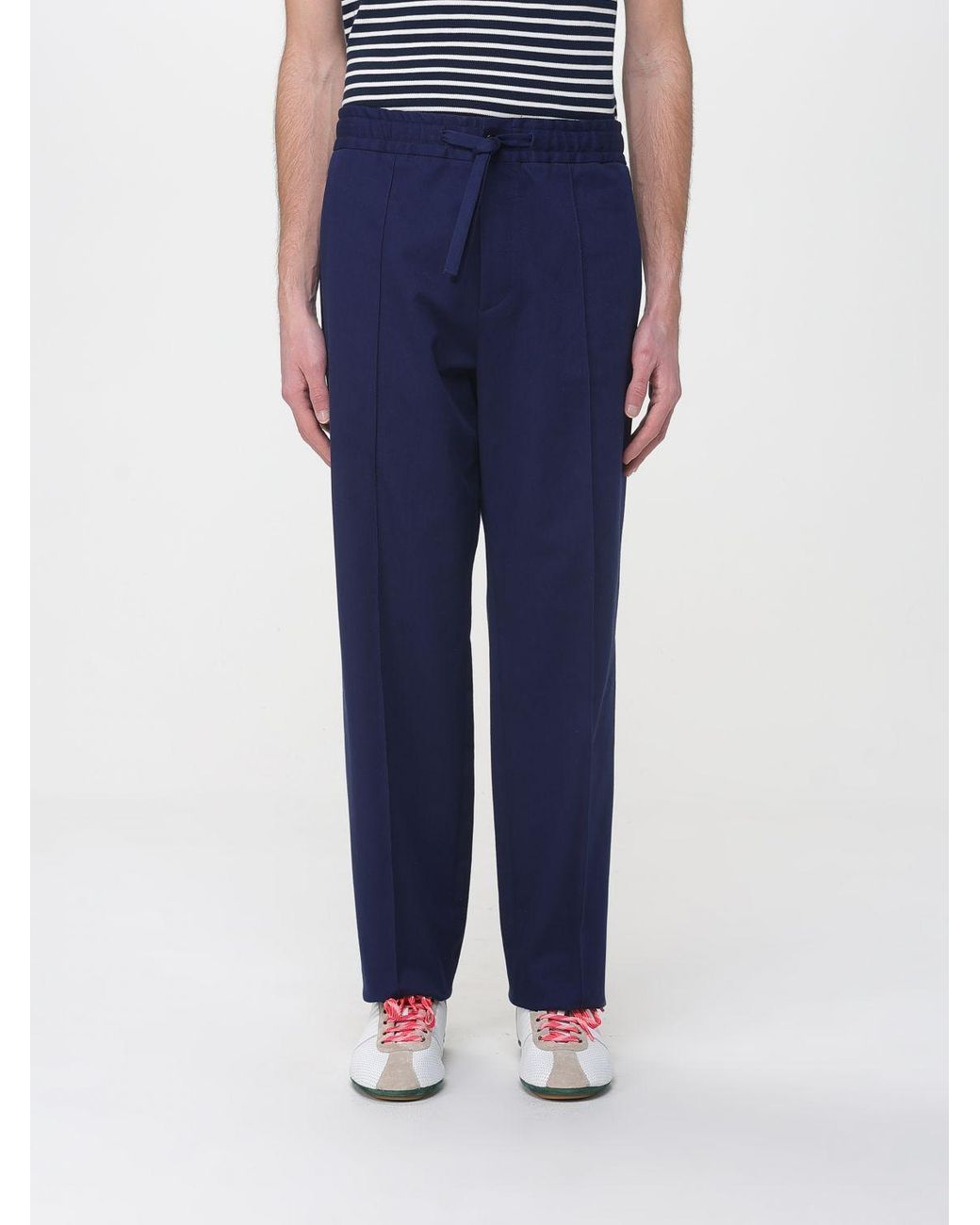 Valentino Blue Gabardine Drawstring Trousers for men
