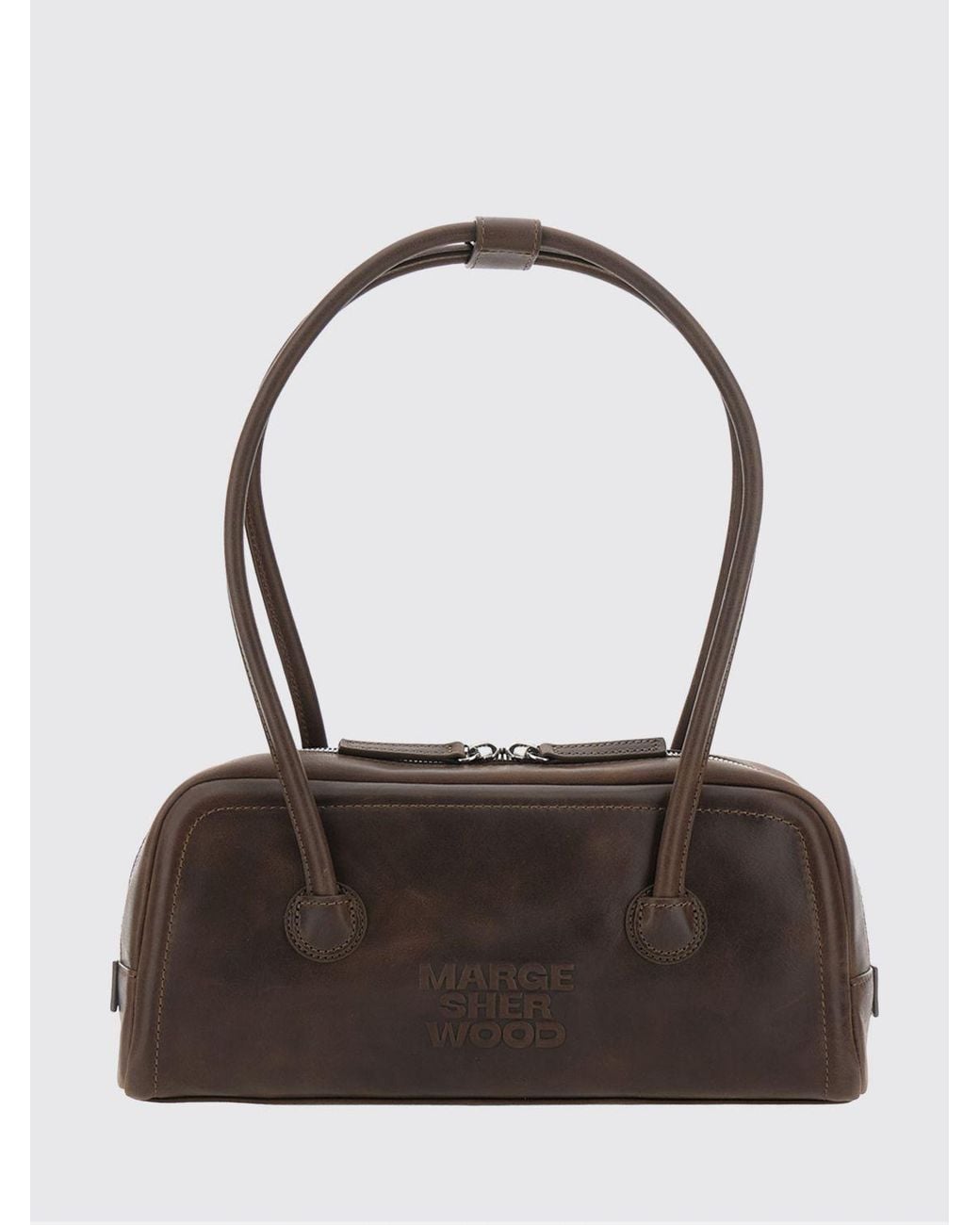 MARGE SHERWOOD Multicolor Boston Flared Leather Shoulder Bag With Double Handle