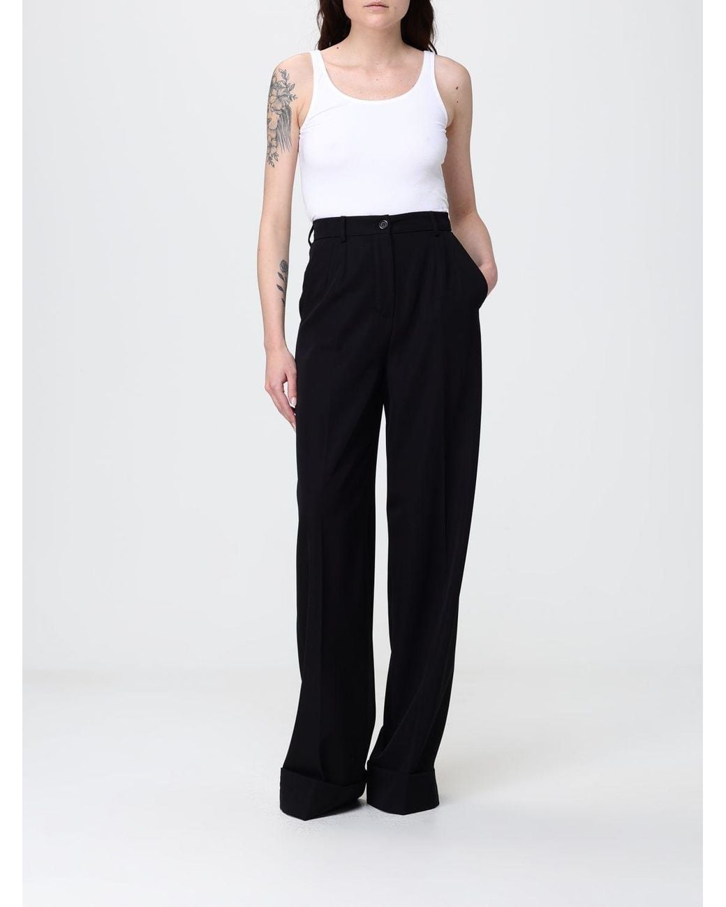 Dolce & Gabbana Black Dolce &Amp Gabbana Wide Leg Virgin Wool Trousers