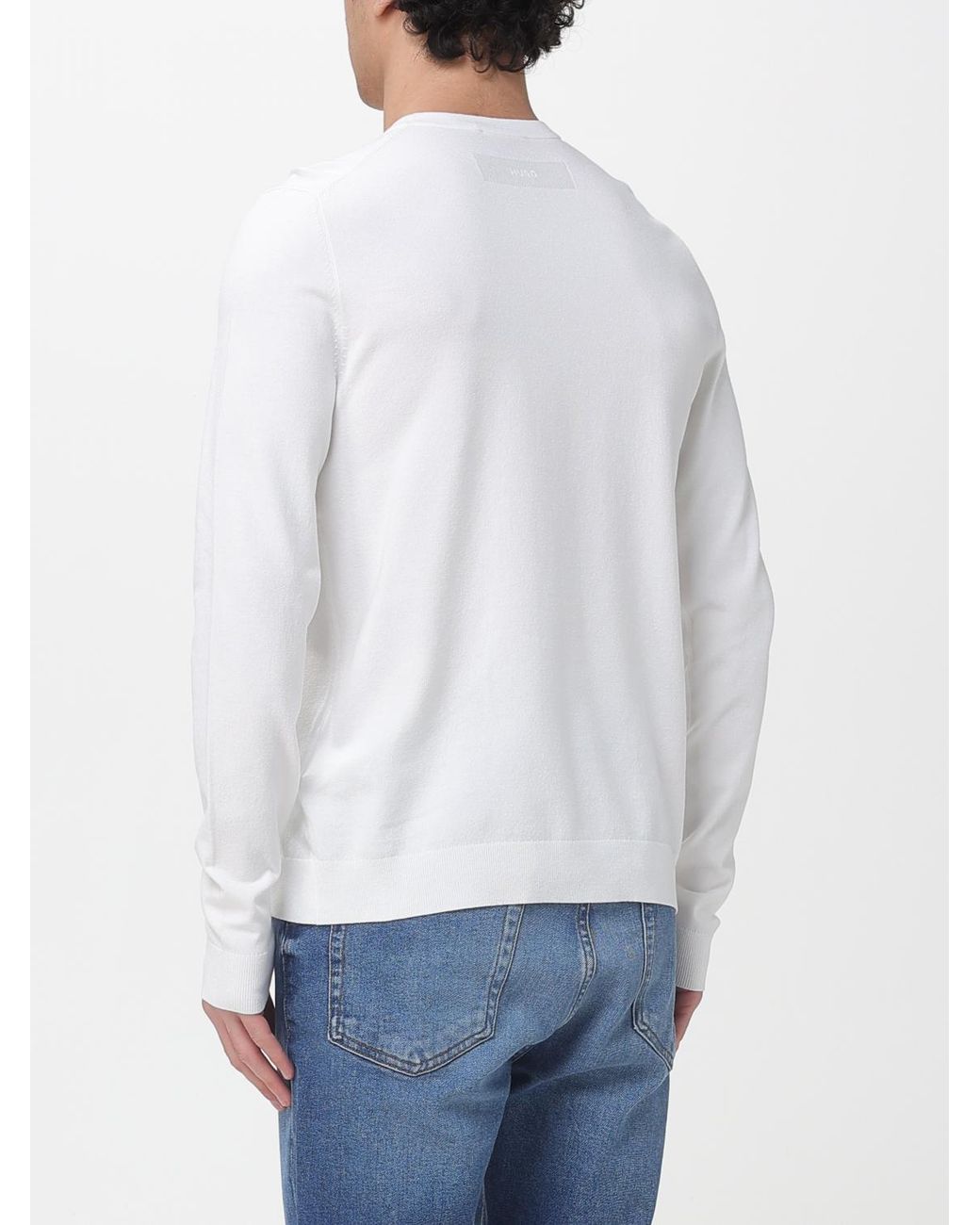 HUGO White Basic Crew Neck Top for men