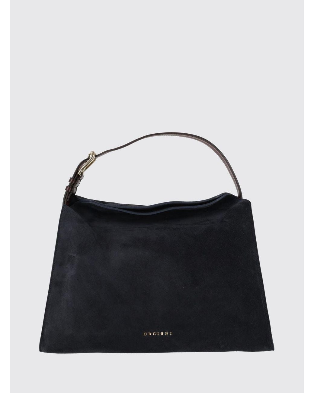 Orciani Black Trinity Suede Calfskin Shoulder Bag With Adjustable Handle