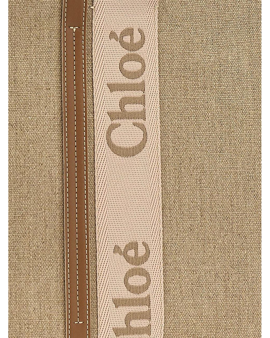 Chloé Natural ChloÉ Woody Tote Canvas And Leather Bag