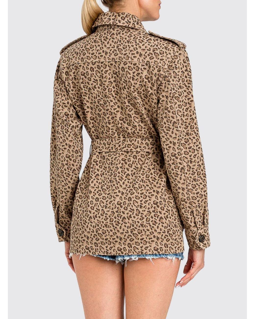 Twinset Brown Animal Print Cotton Safari Jacket
