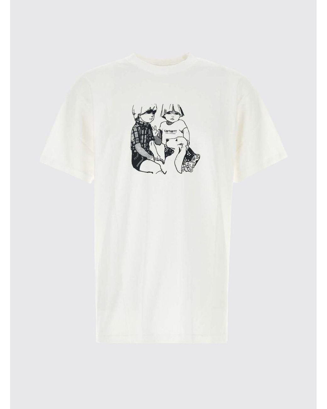 Carhartt White Organic Cotton T-Shirt With Graphic Print And Logo for men