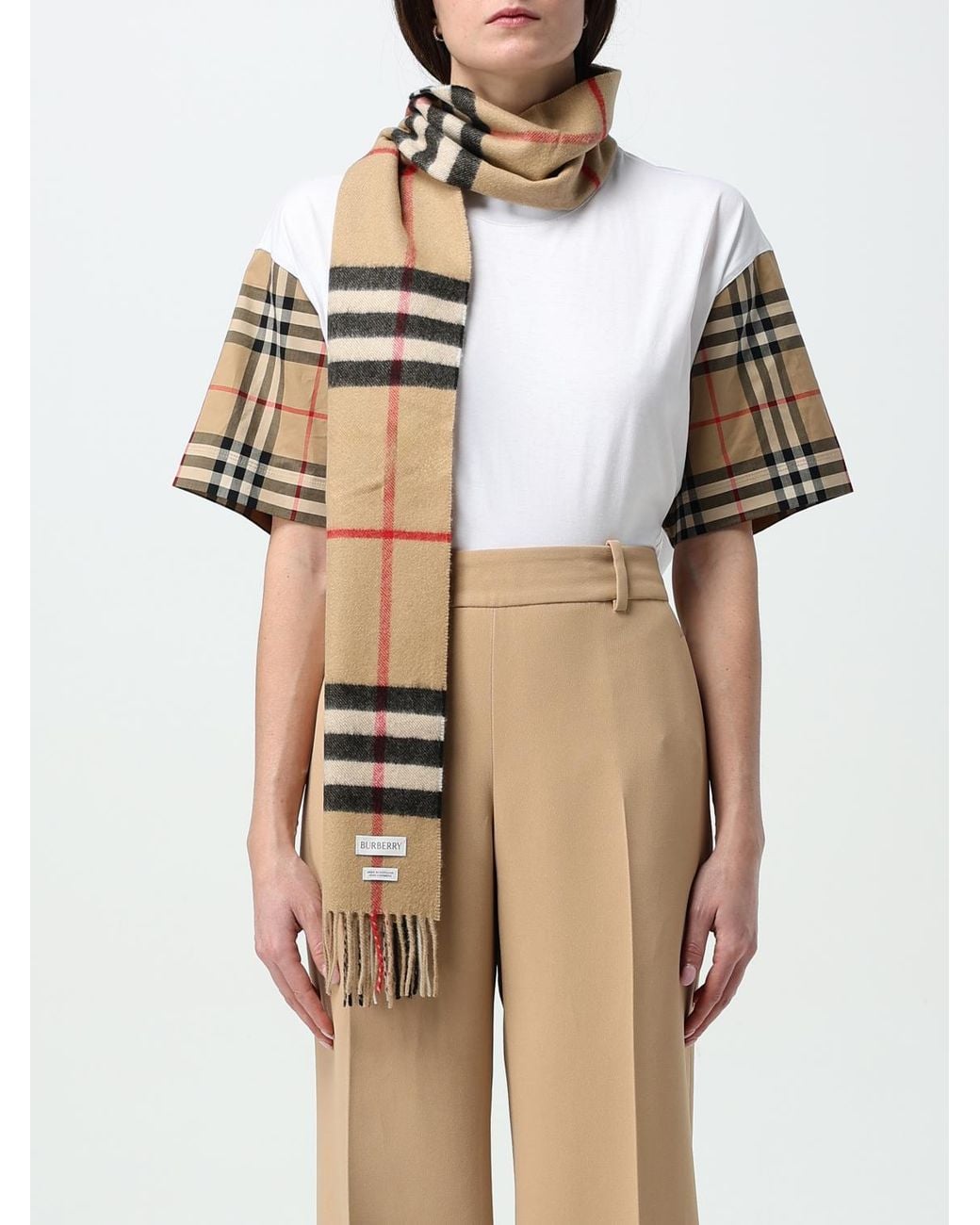 Burberry Natural Vintage Check Cashmere Scarf