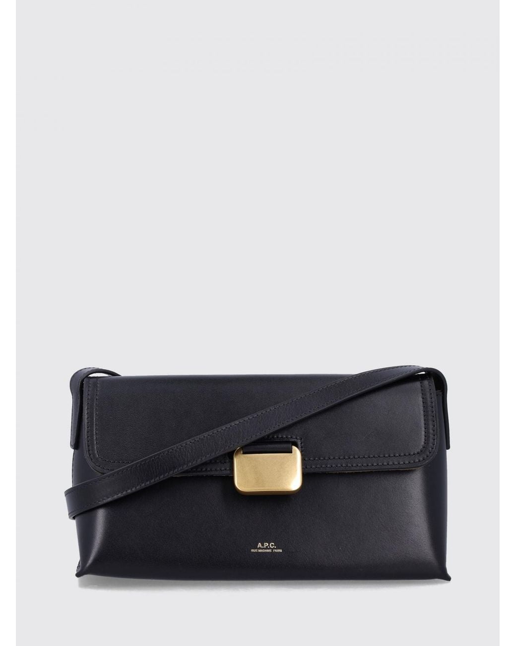 A.P.C. Blue Simone Smooth Cowhide Leather Shoulder Bag With Laminated Logo