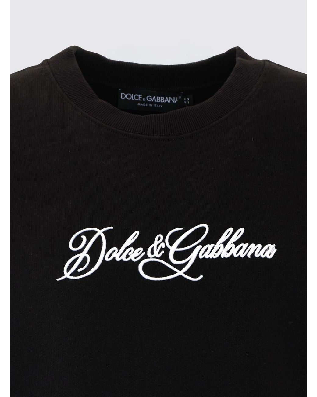 Dolce & Gabbana Blue Dolce &Amp Gabbana Crewneck Cotton Sweatshirt With Contrast Chest Logo for men
