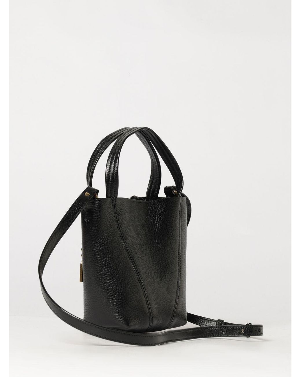 Chloé Black ChloÉ Spin Mini Grained Calfskin Handbag With Ring Detail