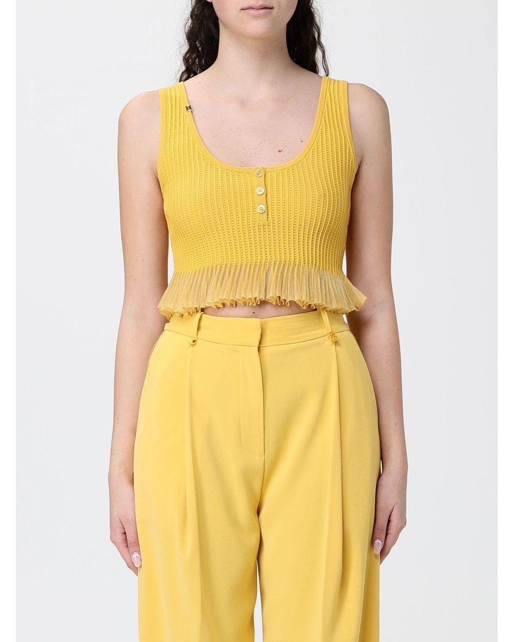 Elisabetta Franchi Yellow Knitted Cropped Top