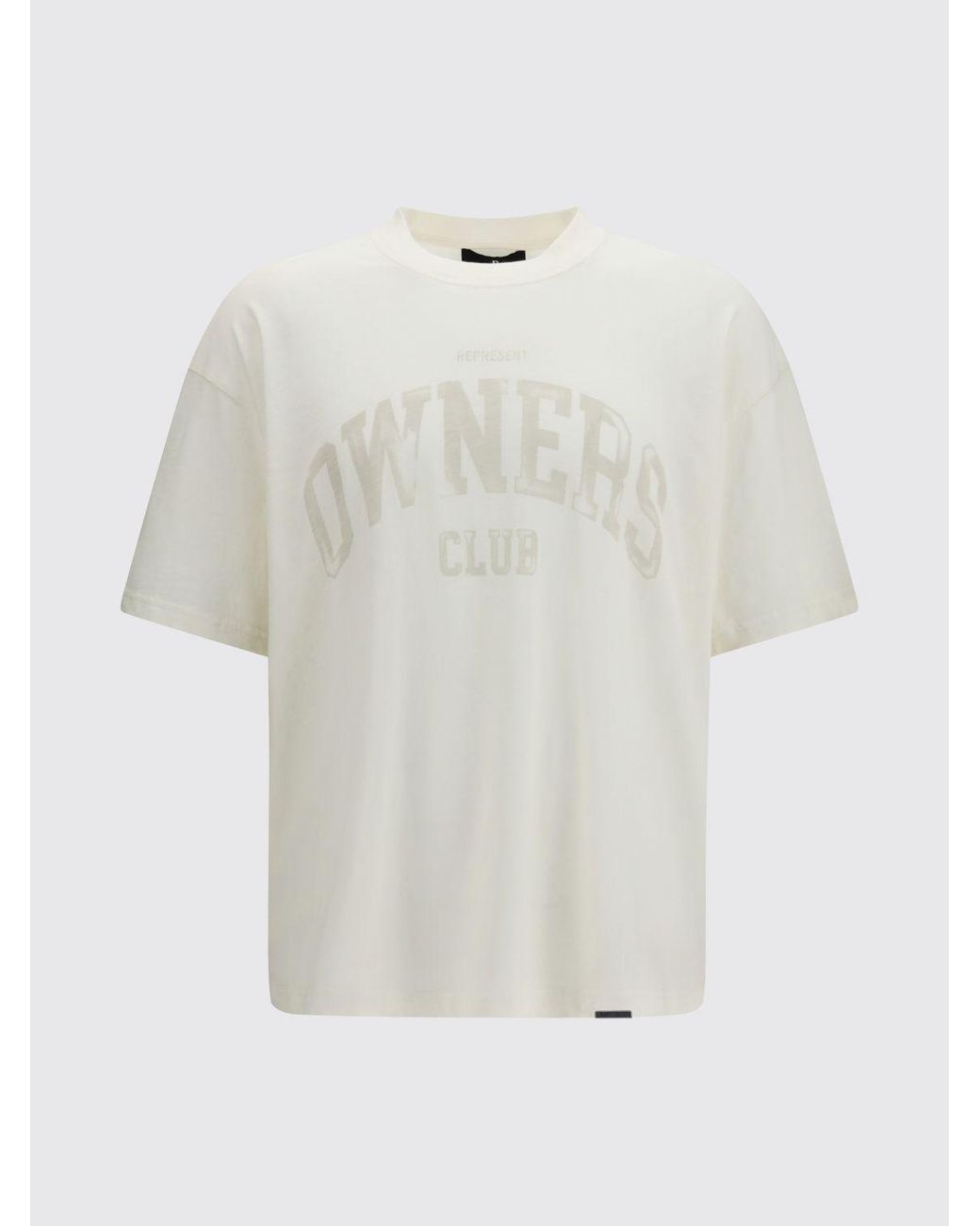 Represent White Vintage-Style Cotton T-Shirt With Printed Logo And Dropped Shoulders for men