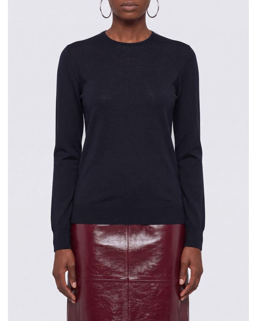Mrz Blue Ribbed-Trim Virgin Wool Crewneck Jumper