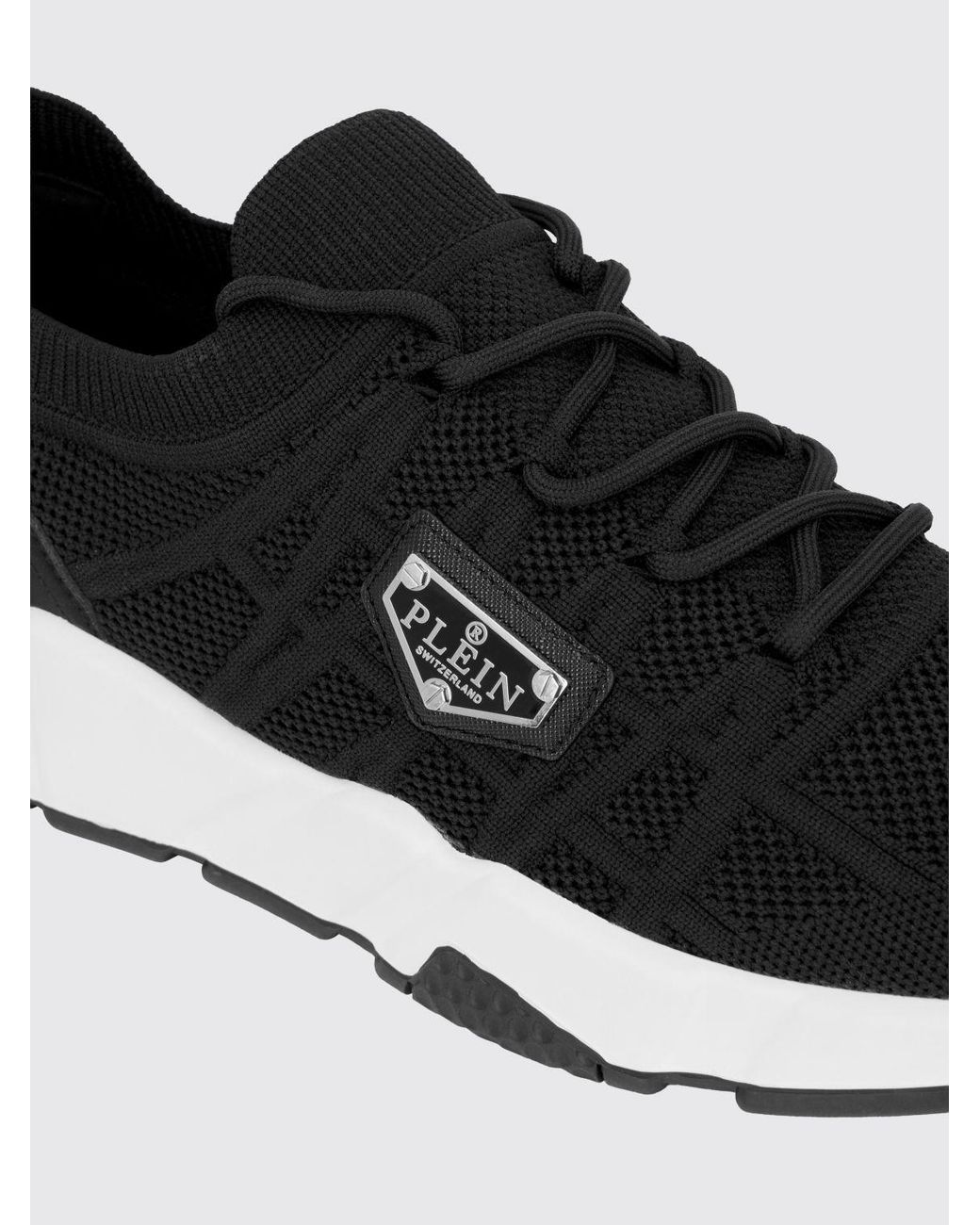 Philipp Plein Black Low-Top Technical Mesh Sneakers With Elasticized Ankle for men