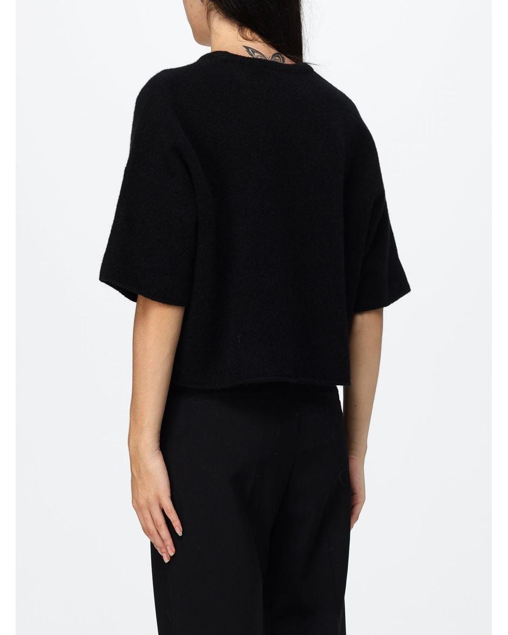 Filippa K Black Cotton Crew-Neck T-Shirt With Short Sleeves And Tonal Logo