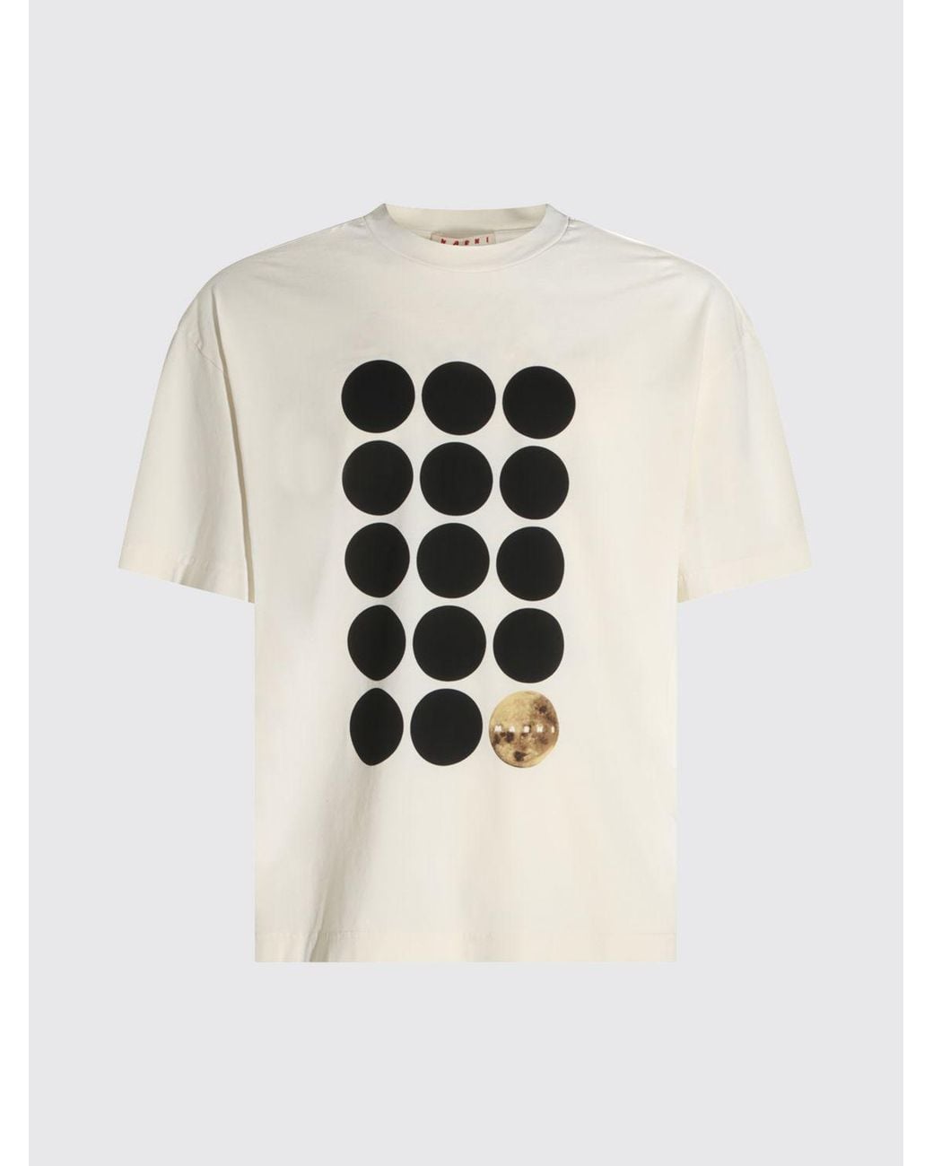 Marni White Short-Sleeved Cotton T-Shirt With Graphic Print And Logo for men