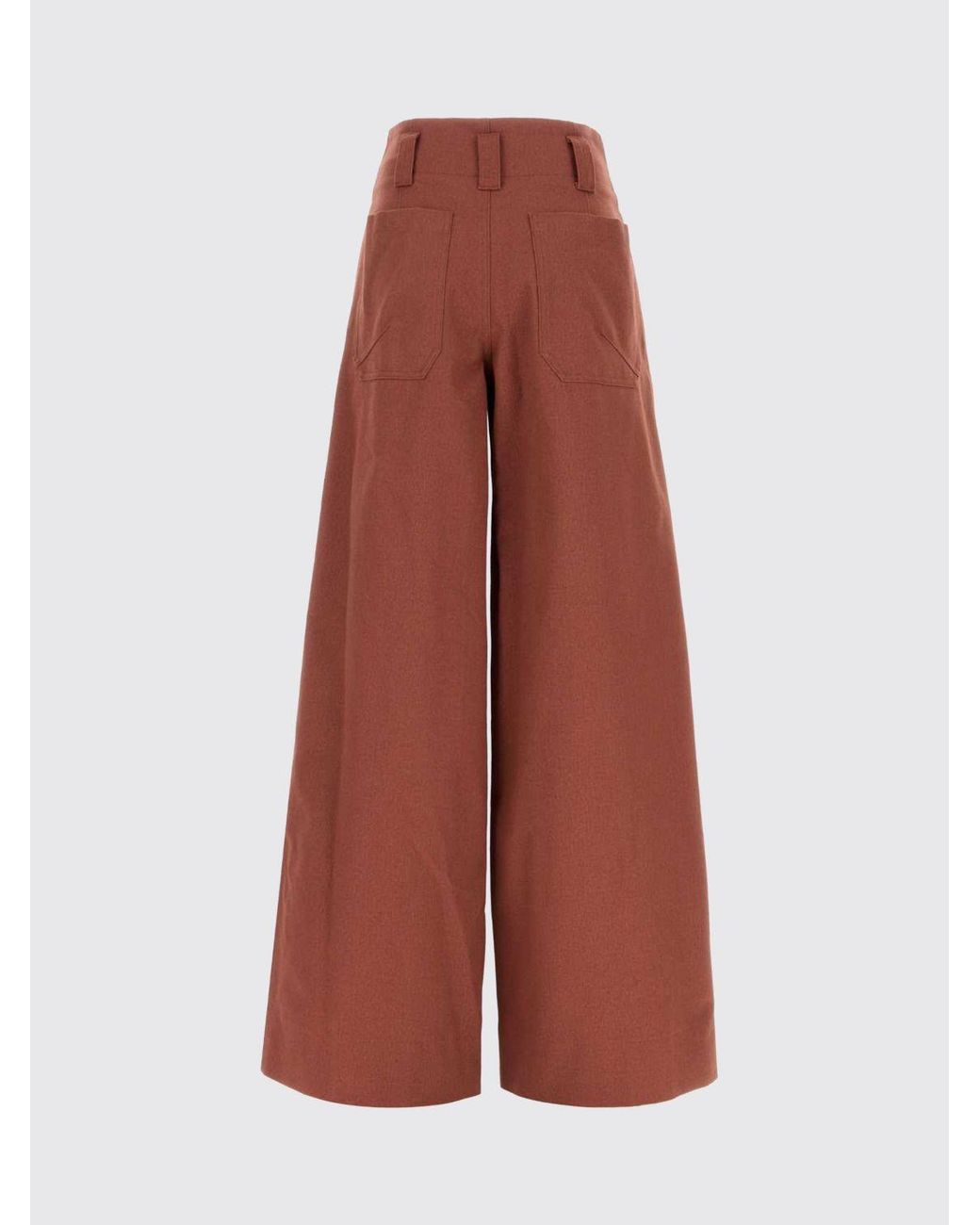 Chloé Red ChloÉ High-Waisted Cotton Palazzo Trousers With Pleats