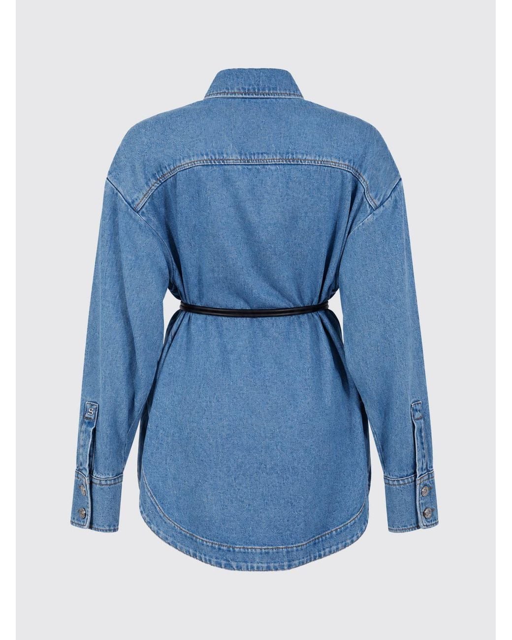 Sportmax Blue Lyocell Denim Shirt With Dropped Shoulders And Patch Pockets