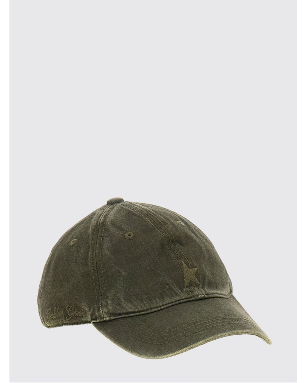 Golden Goose Deluxe Brand Green Distressed Cotton Baseball Cap With Embroidered Logo for men