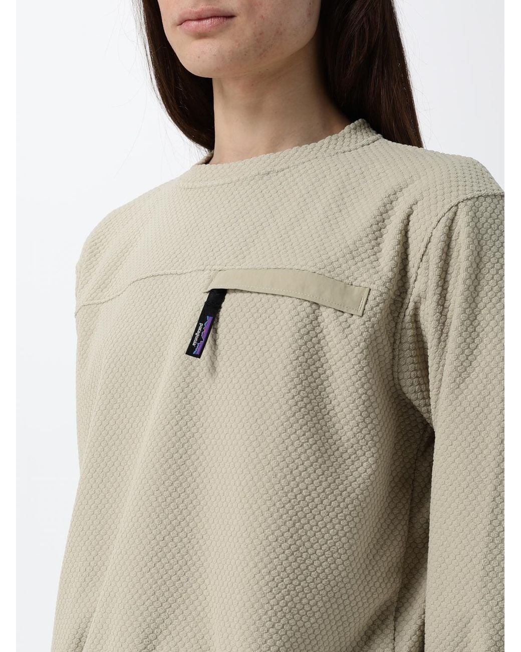 Patagonia Blue Recycled Polyester Crewneck Sweatshirt With Zip Pocket And Elasticated Cuffs