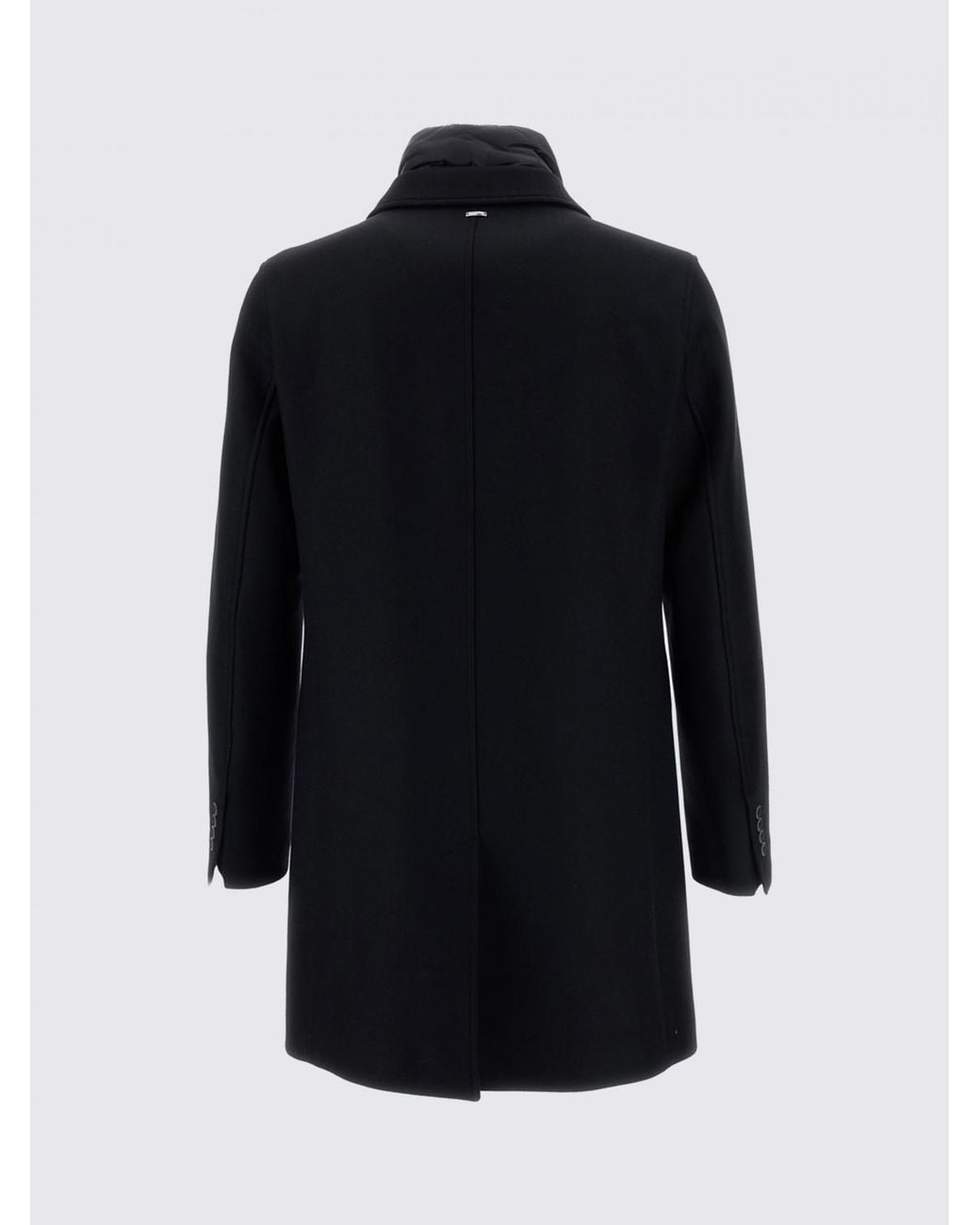Herno Blue Single-Breasted Wool And Nylon Coat With Quilted Bib for men