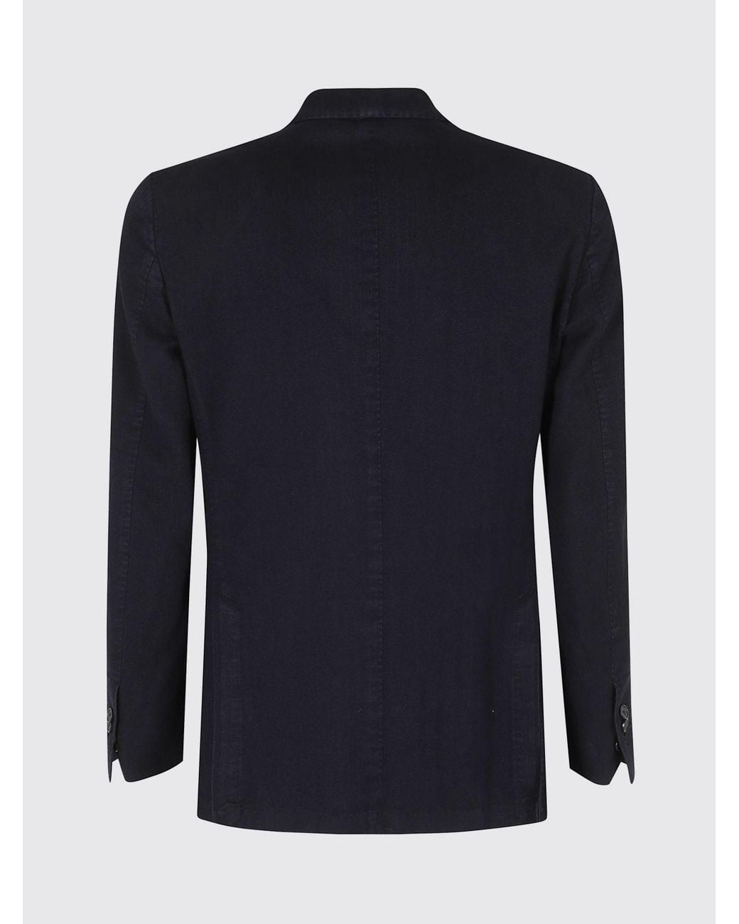 Santaniello Blue Single-Breasted Pure Cotton Blazer With Patch Pockets for men