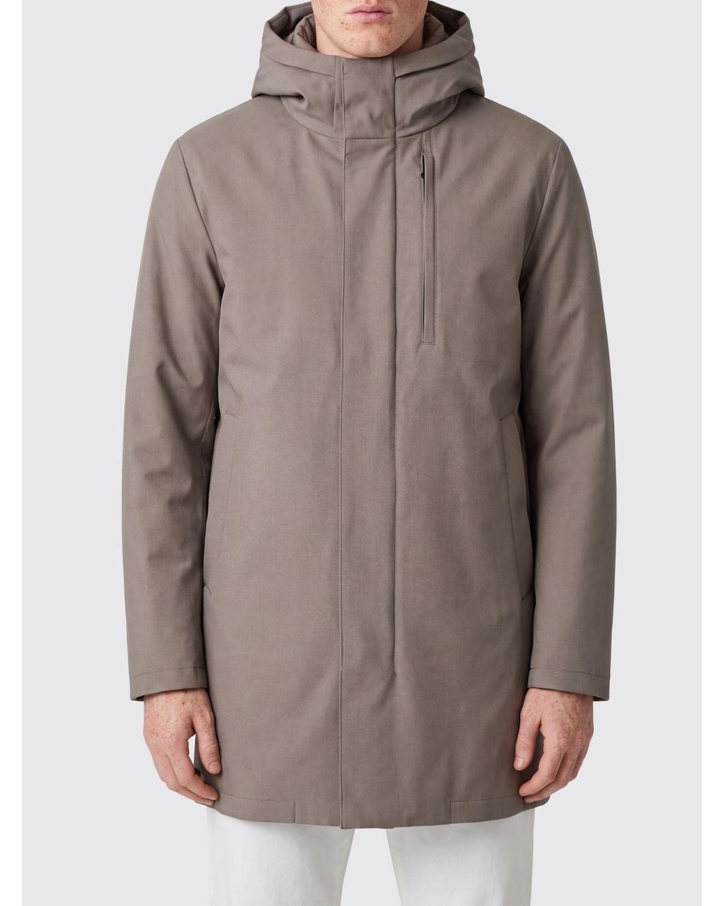 DUNO Brown Knee-Length Viscose Blend Parka With Padded Hood for men