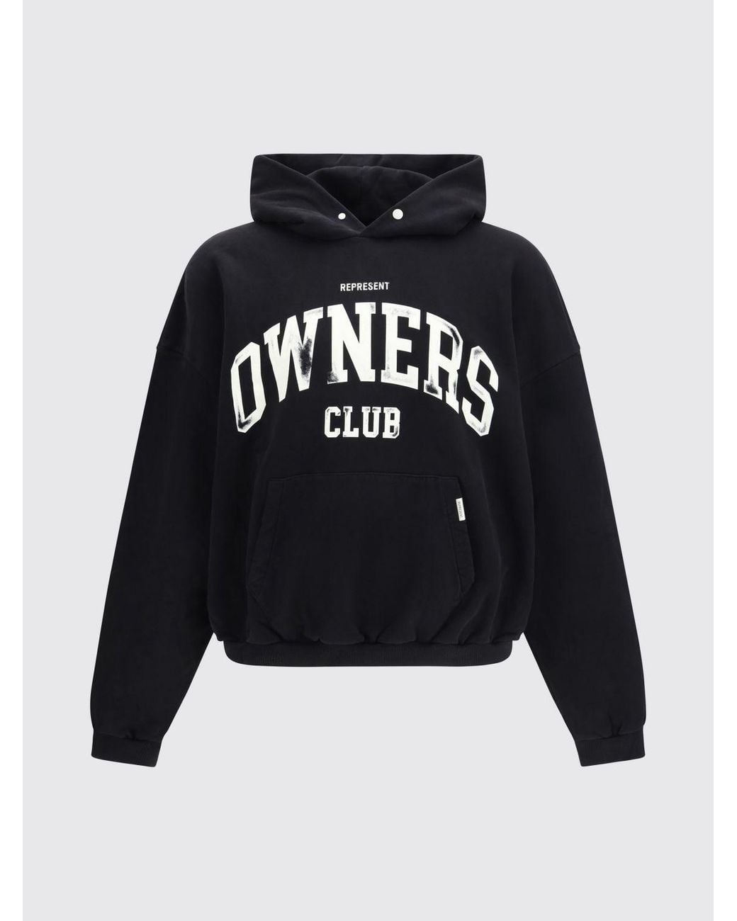Represent Blue Cotton Hoodie With Kangaroo Pocket And Logo Print for men