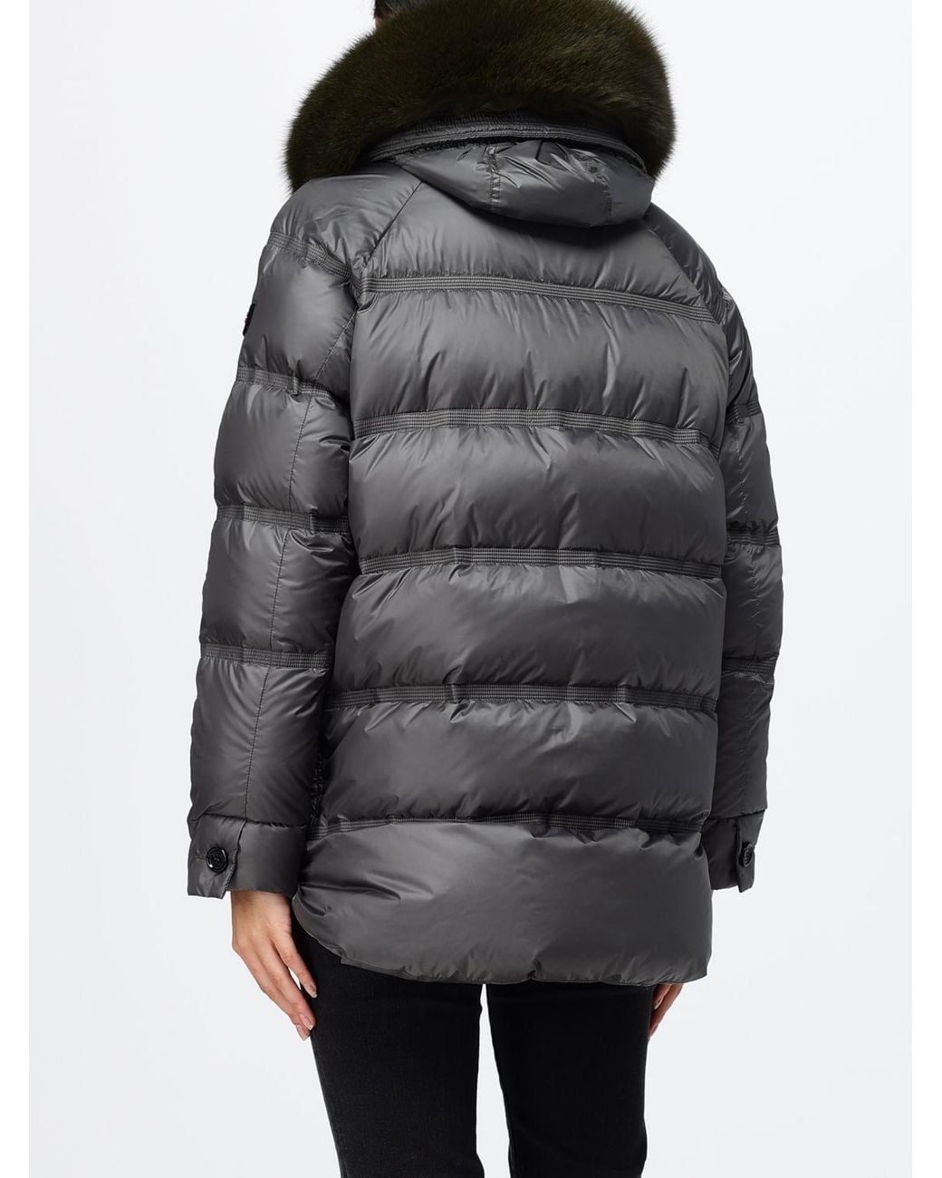 Peuterey Black Quilted Nylon Short Puffer Jacket With Shearling Hood