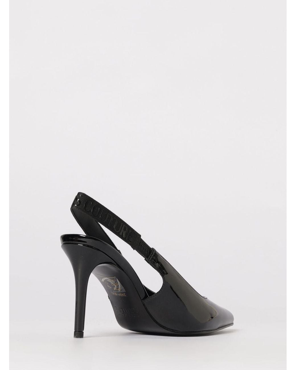 Versace Jeans Couture Black Patent Leather Slingback
