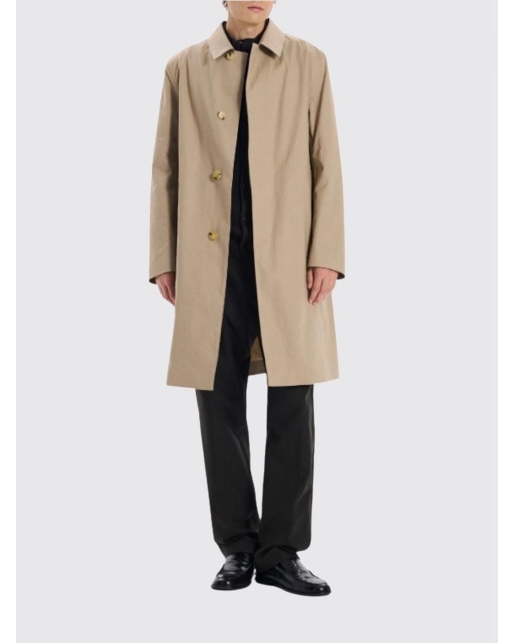 Mackintosh Natural Single-Breasted Polyester Trench Coat With Classic Collar for men