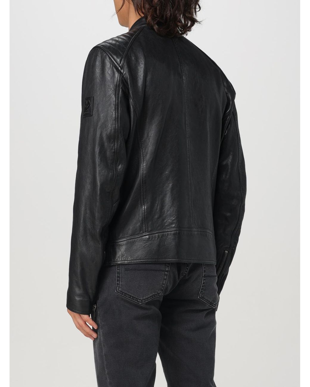 Belstaff Black Leather Biker Jacket for men