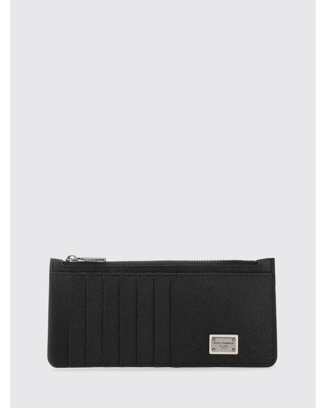 Dolce & Gabbana Gray Dolce &Amp Gabbana Grain Leather Credit Card Holder for men