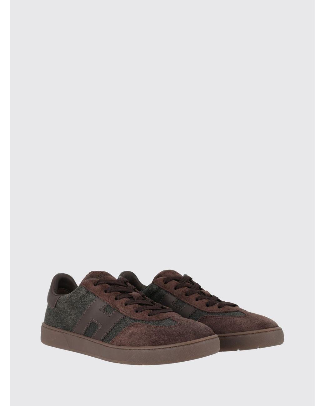 Hogan White Cool Two-Tone Suede Low Top Trainers With H Logo for men