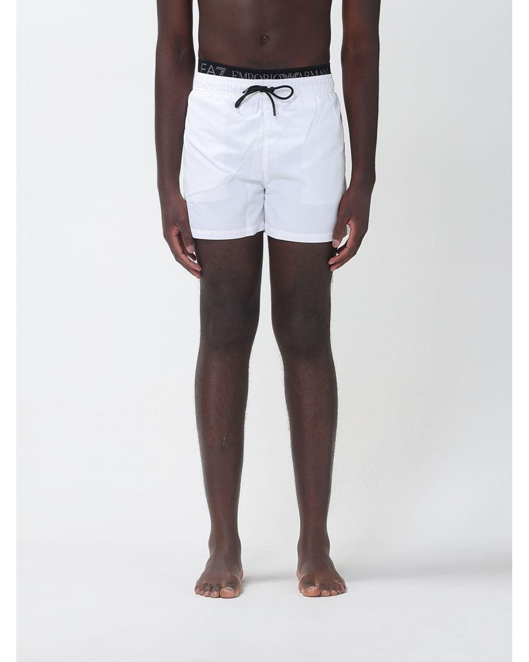 EA7 White Polyester Boxer Swim Shorts for men