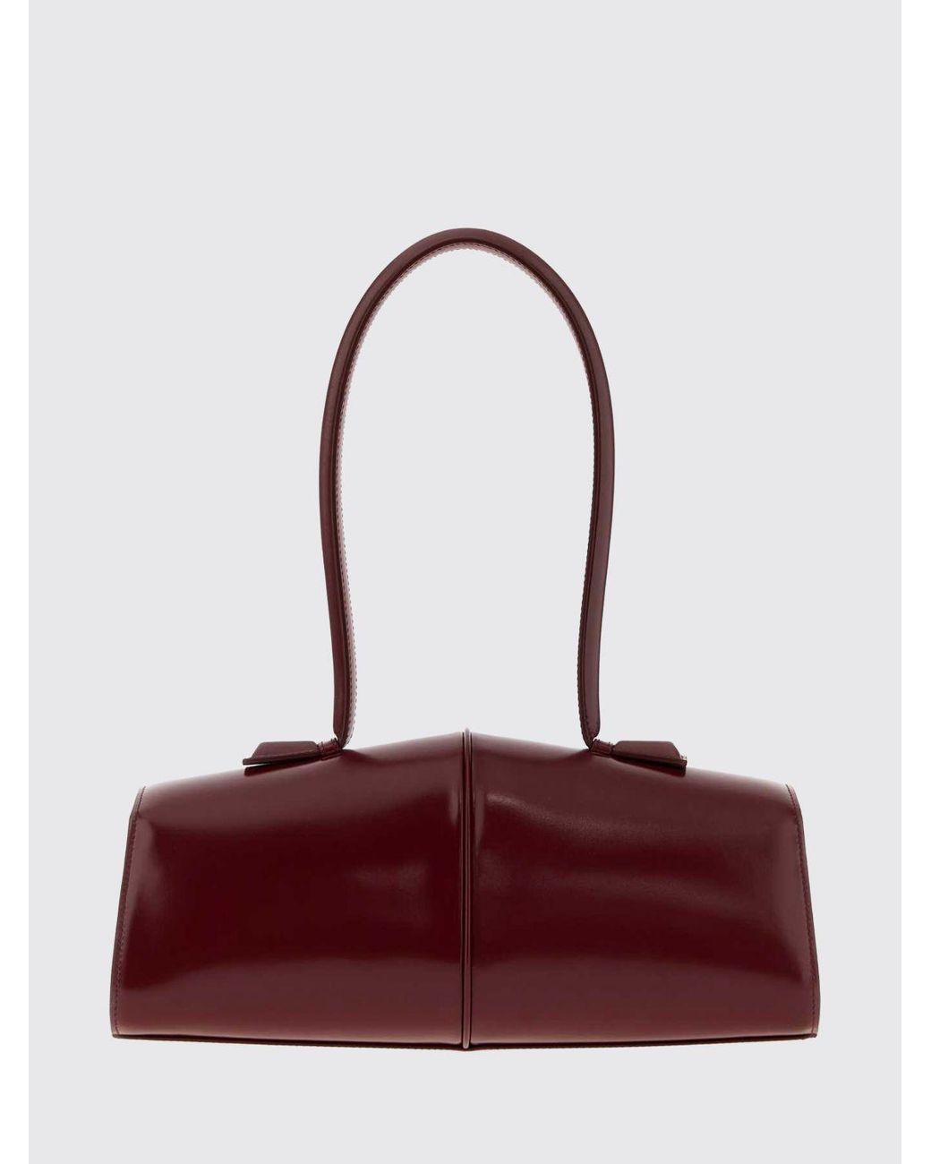 Jil Sander Red Linea Calfskin Leather Shoulder Bag With Tubular Handle