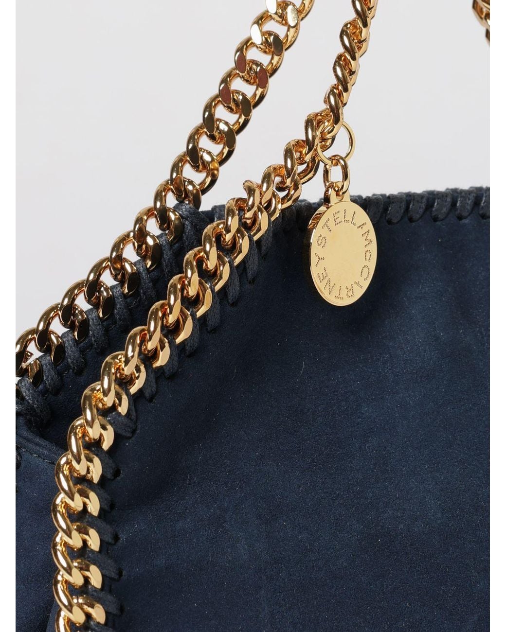 Stella McCartney Blue Falabella Mini Synthetic Leather Bag With Chain Trims