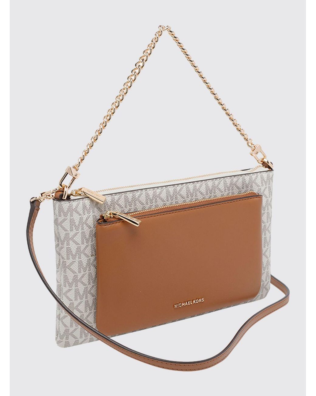 Michael Kors White Coated Cotton Jet Set Bag With Mk Monogram