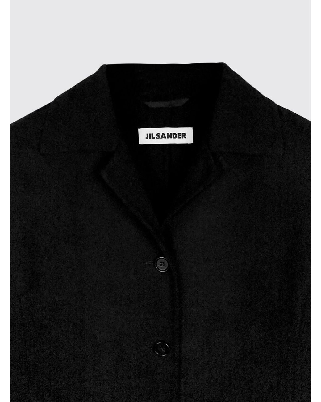 Jil Sander Black Single-Breasted Long Virgin Wool Coat With Lapel Collar