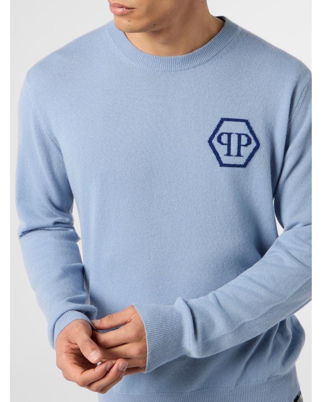 Philipp Plein Blue Pp Cashmere Crew Neck Sweater for men