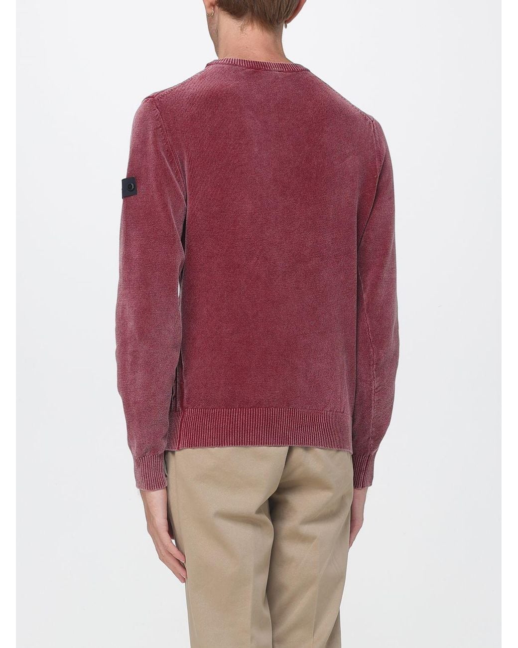 Peuterey Red Crewneck Cotton Jumper With Applied Logo And Ribbed Trims for men