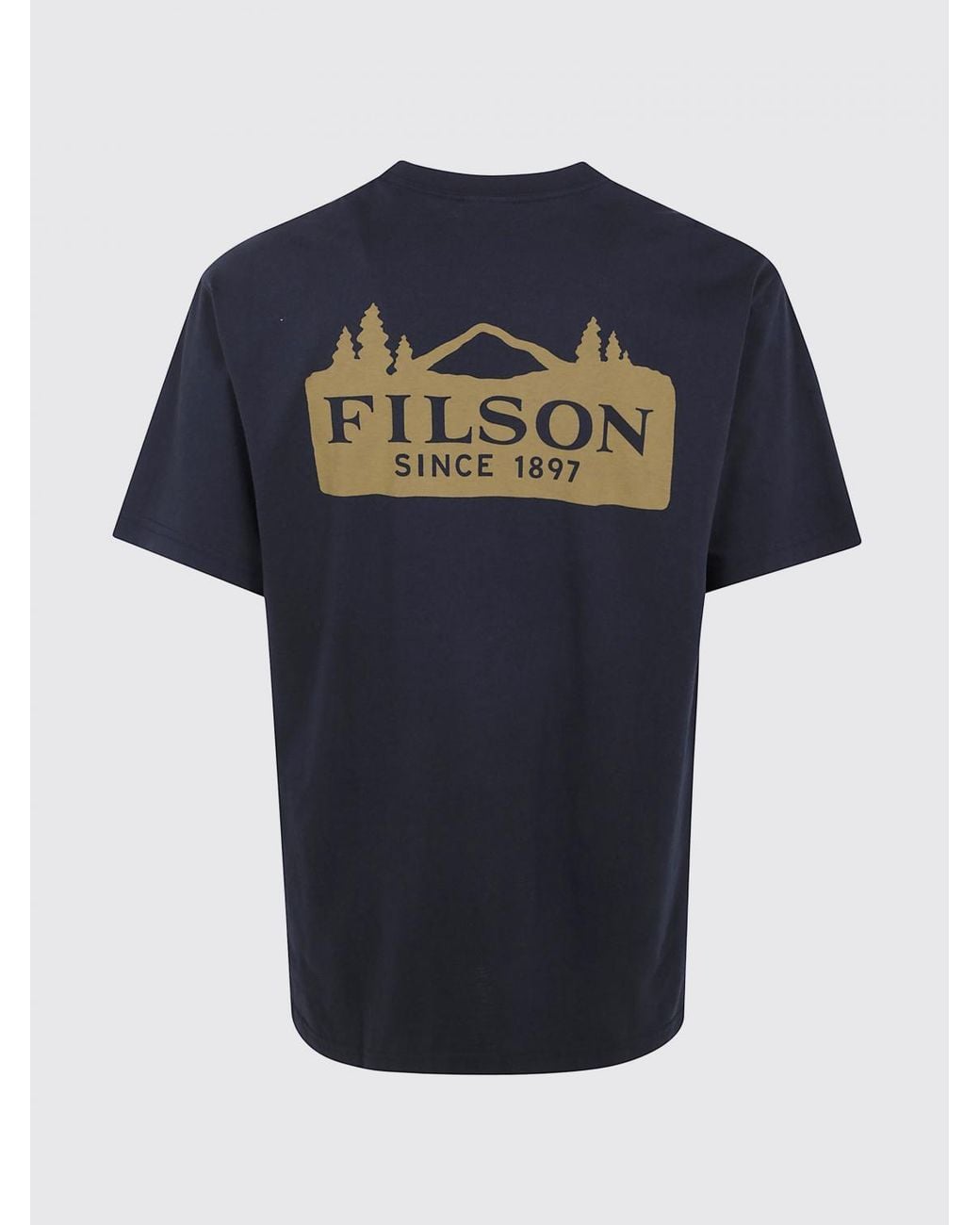Filson Blue Crewneck Cotton T-Shirt With Front Contrast Logo for men