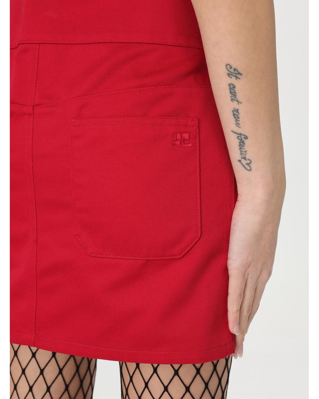 Courreges Red Mini Skirt With Belted Waist